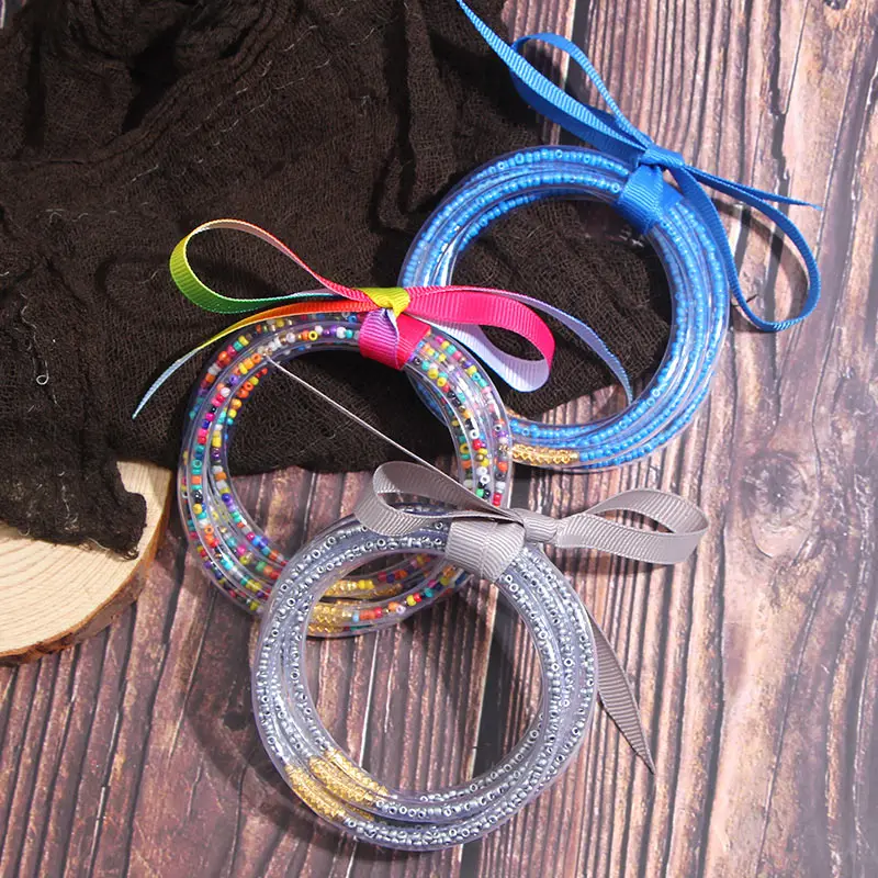 Новые 5 шт./компл. горячая Распродажа блестящие желейные браслеты для девочек с