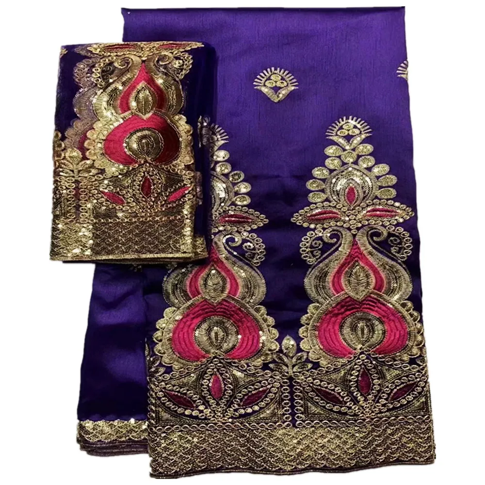 

5+2yards Beautiful African George Lace Fabric Match French Net Lace Fabric Set Lace George Wrapper Fabric For Party ZL19-7