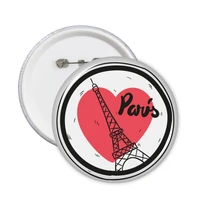 city paris france eiffel tower love round pins badge button clothing decoration gift 5pcs