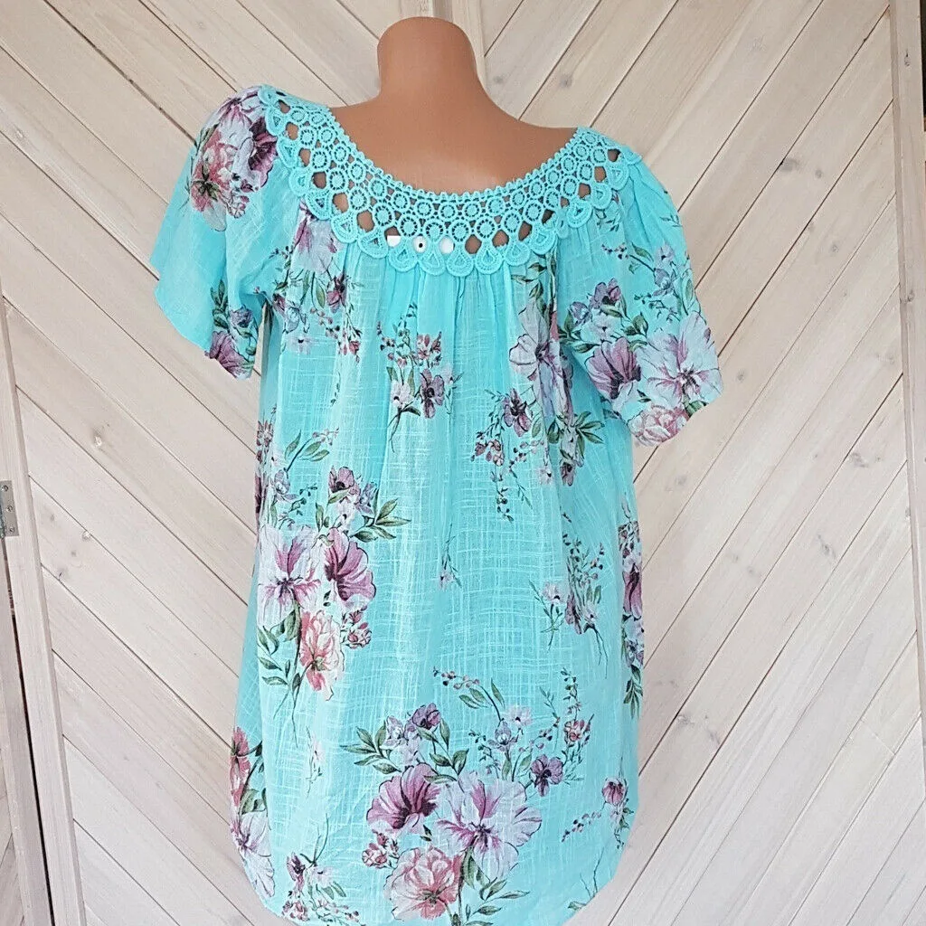 

Women Sexy Lace Patchwork Hollow Out T-Shirt Short Sleeve V-Neck Mesh Design Tops Spring Summer Fashion Vintage T Shirts