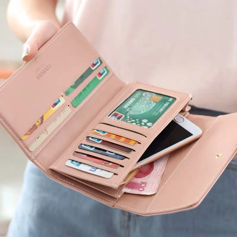 Женские кошельки в клетку Длинный кошелек из искусственной кожи сумка для