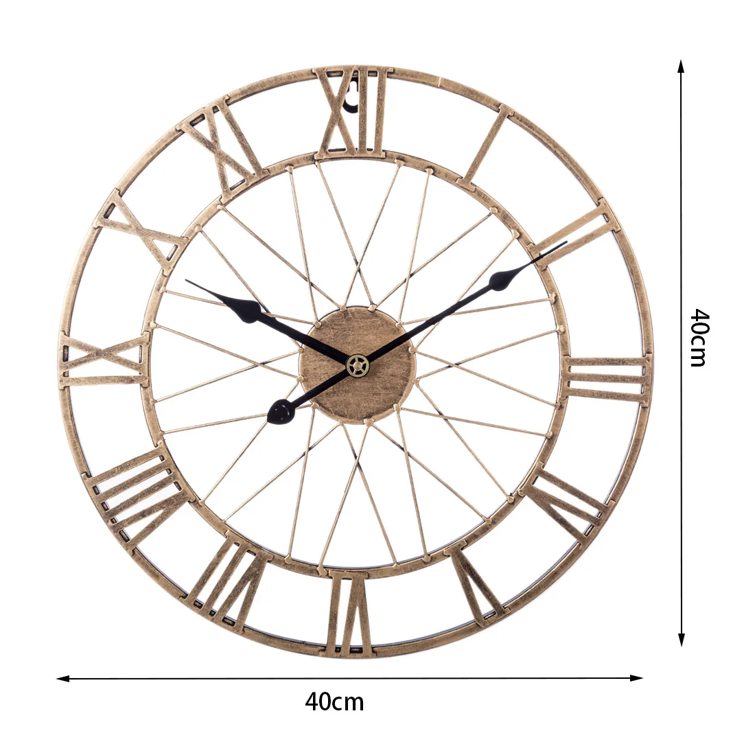 40 см железные настенные часы с пустотелыми бесшумными часами римскими цифрами
