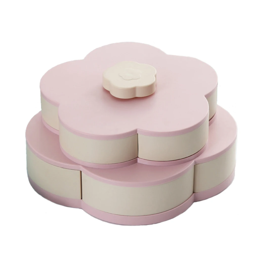 Double layer Pink Двухслойные 5 сеток коробки для хранения закусок семена орехов конфеты сухие фрукты чехол тип сливы Ланч контейнер Органайзер Ящики для хранения - Цвет: Double layer Pink