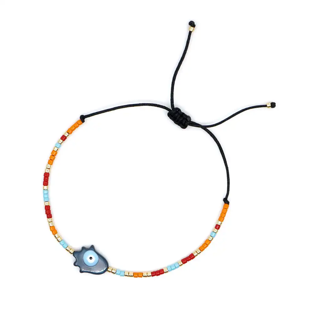 Go2boho MIYUKI Evil Eye браслеты Fatima ручной браслет женские крест Pulsera Mujer Boho шикарные летние пляжные ювелирные изделия со звездами Bijoux - Окраска металла: MI-B190430D