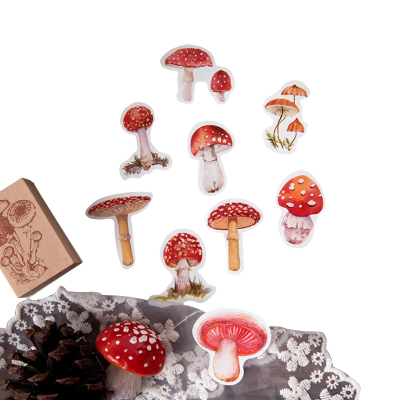 Коллекция грибов 45 шт. в коробке наклейки винтажные украшения сделай сам