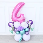 Воздушные шары маленькая русалочка, набор фольгированных шаров с цифрами, 30 дюймов, 0, 1, 2, 3, 4, 5, 6, 7, 8, 9, зеленые, фиолетовые, для украшения будущей мамы, 28 шт.