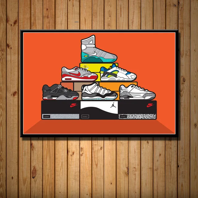 Тапки Майкл Джордан обувь мода AJ история Air Max художественная живопись холст настенные украшения дома современный плакат для гостиной - Цвет: BO YXCV2789-08