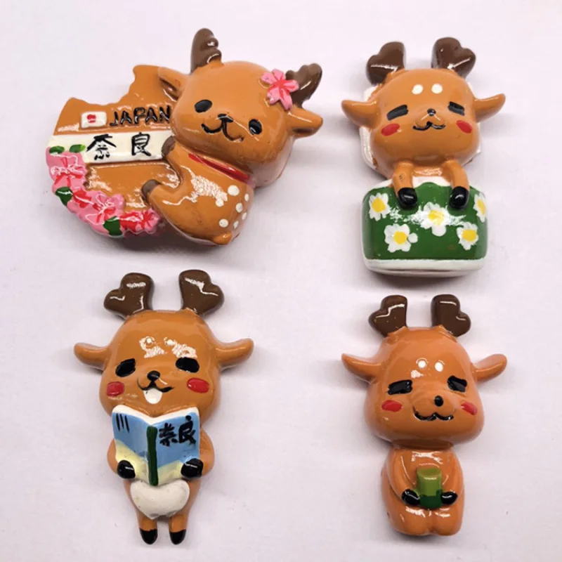 

Refrigerator Magnet Japan Nara Fawn Cute Creative Cartoon Animal Deer Resin Fridge Magnets Refrigerator Decorations