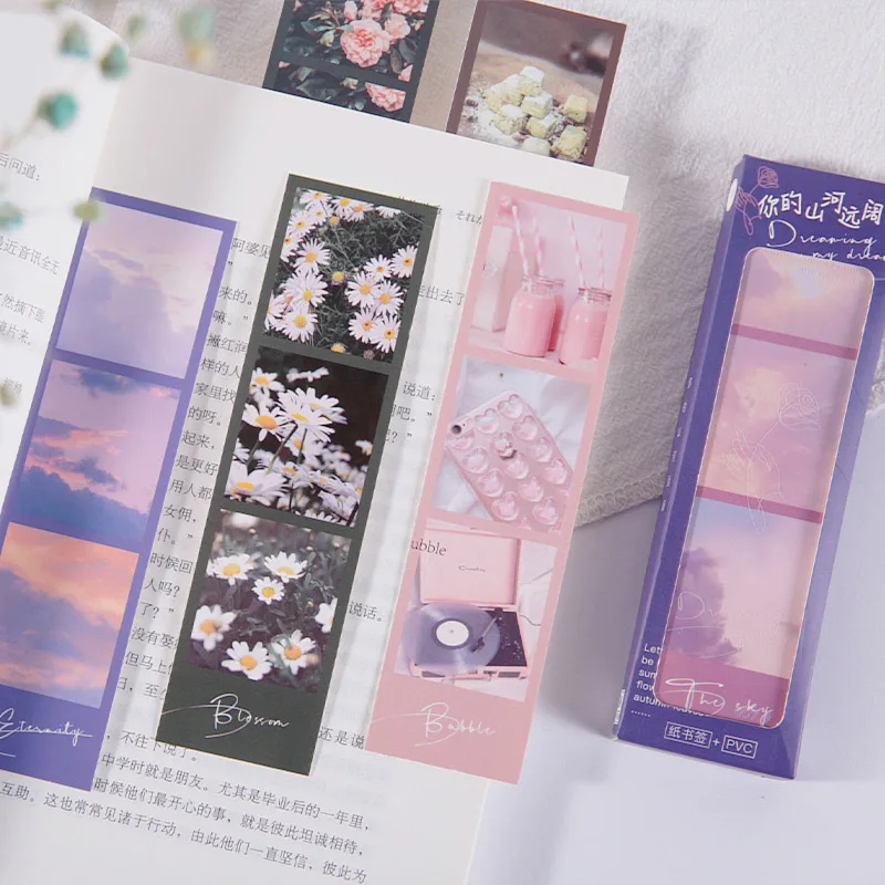 

26 Pcs/Set Good Night Photography Scenery Paper Bookmark Book Holder Message Card Kawaii Gift Stationery