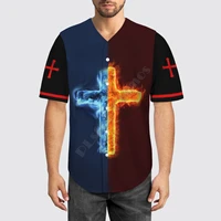 baseball jersey beach summer ice and fire jesus 3d all over printed mens shirt casual shirts hip hop tops 01