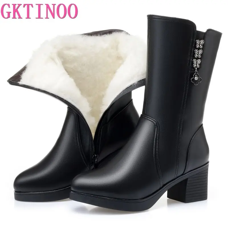 

Зимние женские сапоги GKTINOO, из натуральной кожи, с мехом внутри