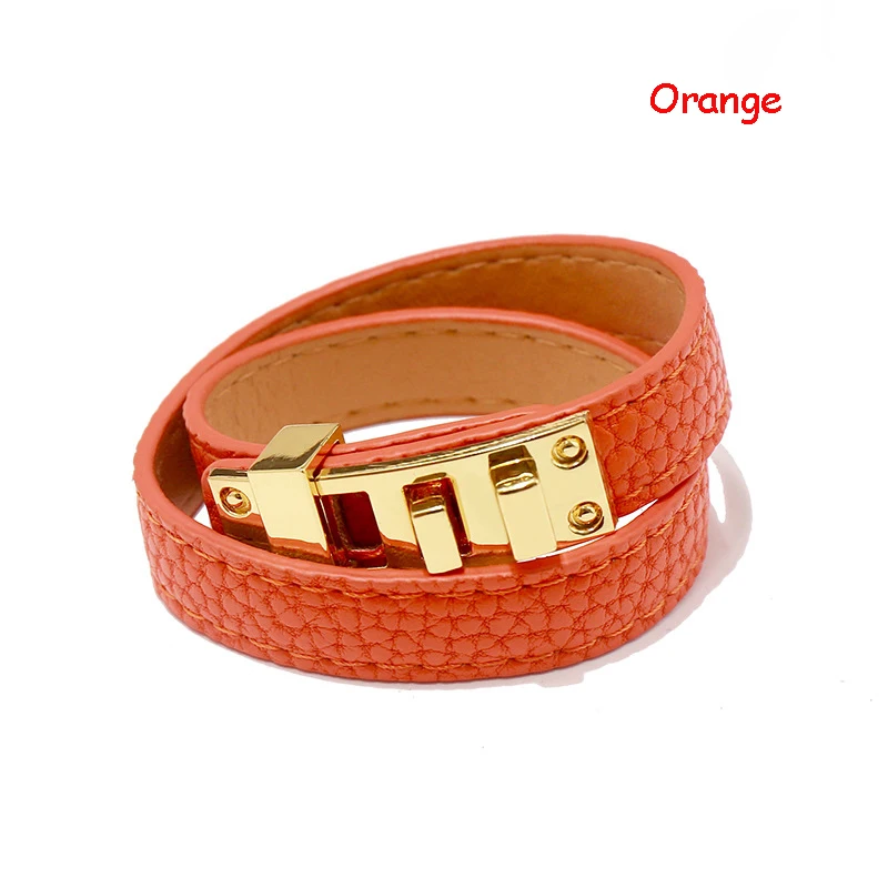 PU Women Bracelet Candy Color Double Layer Punk Style Leather &Bangle Suited Wrist About 17cm Drop shipping | Украшения и