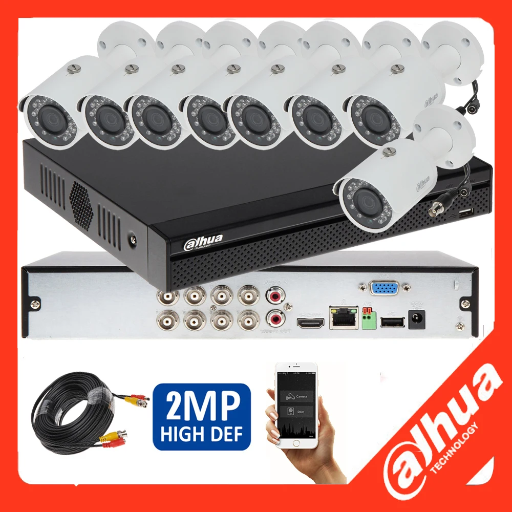 

Mutil language Dahua XVR5108HS-I3 CVR camera kit with dahua 1080P CVI camera HAC-HFW1200S IR 30M Waterproof HDCVI Camera kits