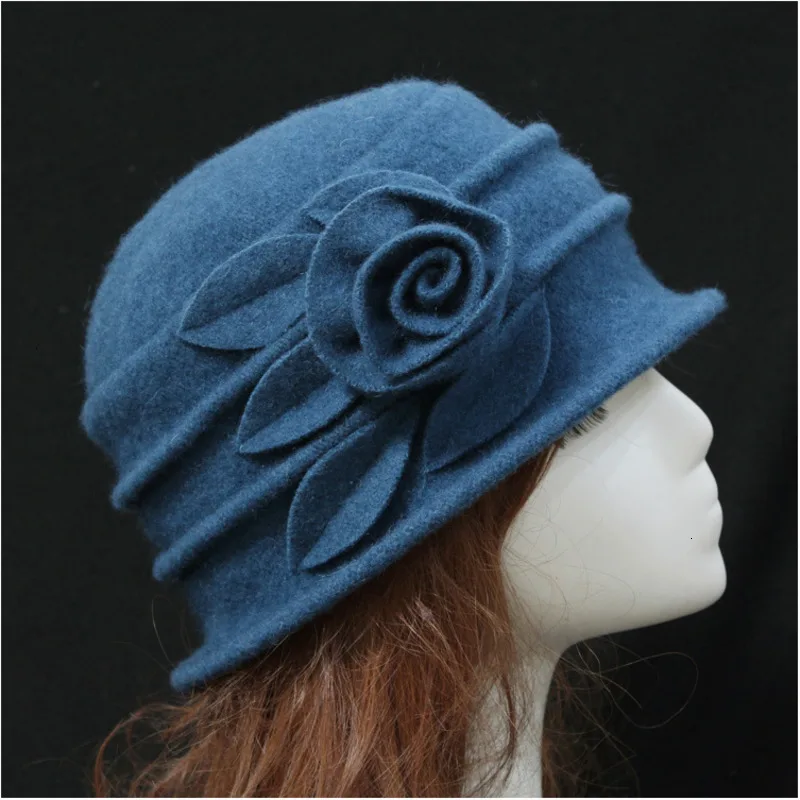 Женская винтажная фетровая шляпа Колокол с широкими полями из 100% шерсти |