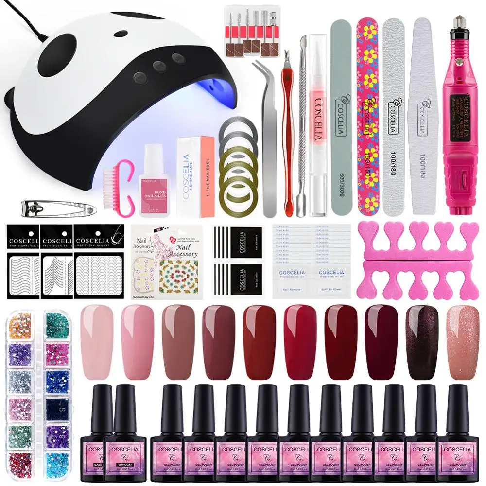 Набор для маникюра с УФ лампой 36 Вт 10 шт. набор гель лаков ногтей электрическая