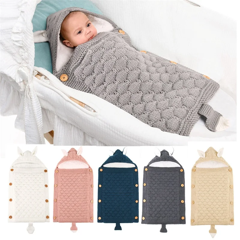 

Baby Kids Children Swaddle Autumn Winter Warm Soft Newborn Infants Knitted Swaddling Sleeping Bag Children Sleepsack