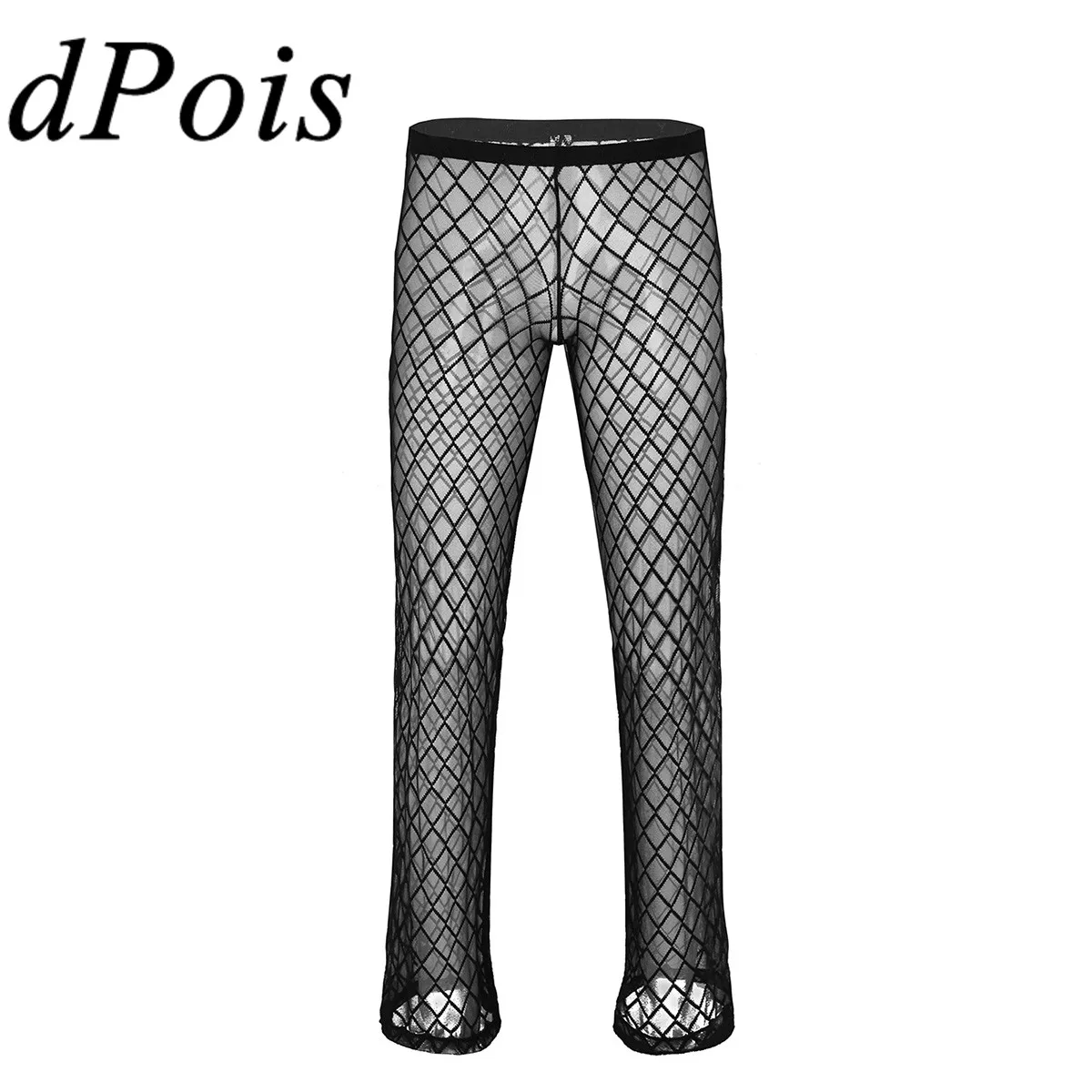 Мужские сетчатые брюки сетка Прозрачное нижнее белье домашние штаны для отдыха