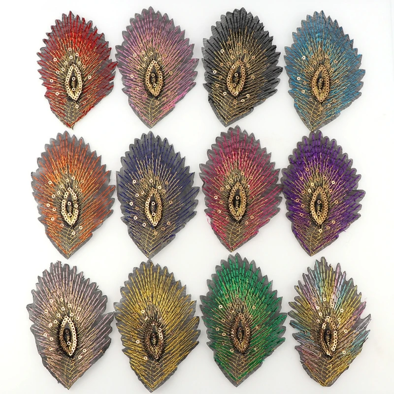 

12pcs Assorted Peacock Feathers Embellishments Appliques Sewing on Iron on Embroidered Patches Clothes Dress Hat