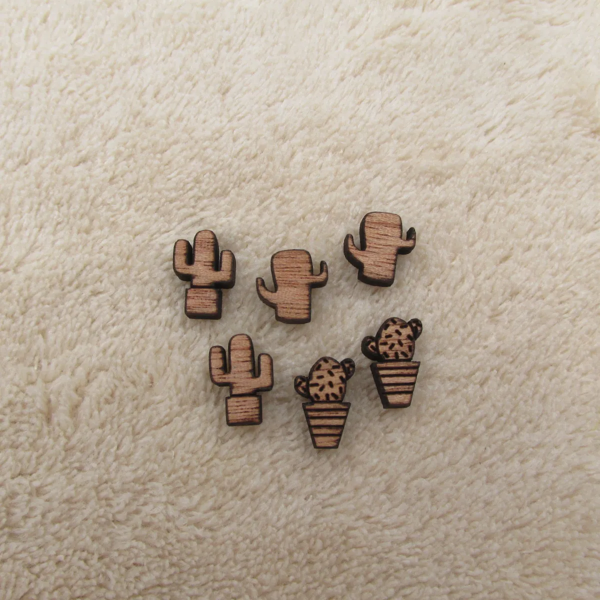 DIY лазерная резка дерево кабошон форма кактус шармы деревянные ювелирные серьги