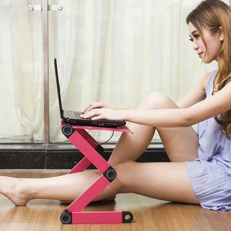 

Aluminum Alloy with Double Fan Radiator Mouse Seat Adjustable Laptop Desk Portable Folding Computer Desk Notebook Desktop Bracke