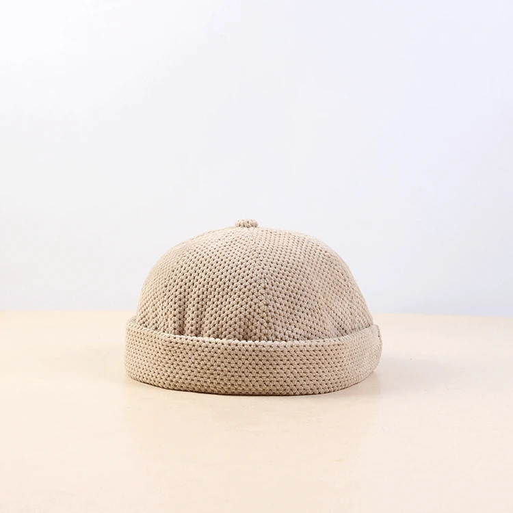 beige Модные Винтажные шляпки мужские рыбацкие шапочки хлопковые круглые шапки осень Весна Зима отложным воротником Ретро Sailorcap Brimless женские шапки - Цвет: beige
