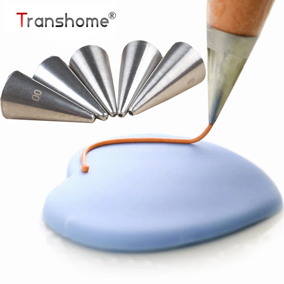 

Transhome Small Round Icing Piping Nozzles 5Pcs Writing Pastry Nozzle Stainless Confectionery Cream Cake Decorating Tools