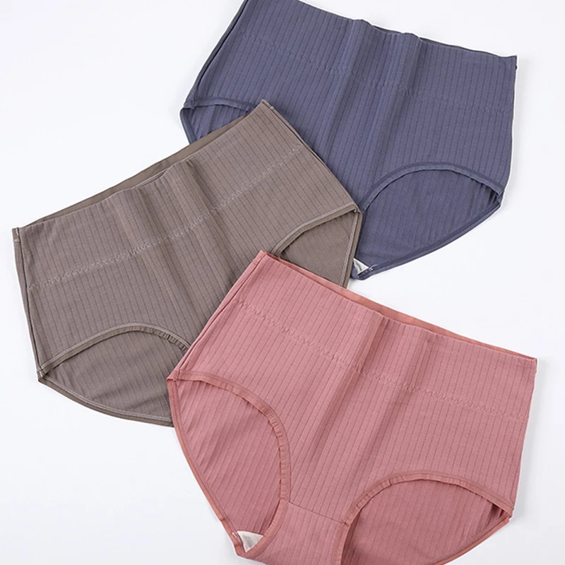 Женские хлопковые трусы размера плюс с высокой талией антибактериальные Трусы