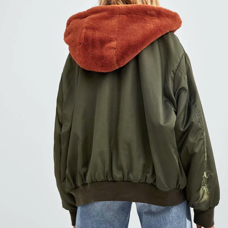 

2020New Women Winter Coat Loose Long Sleeve Women Thick Warm Jacket Coat Hooded Women Bomber Coat Thick Warm Slim