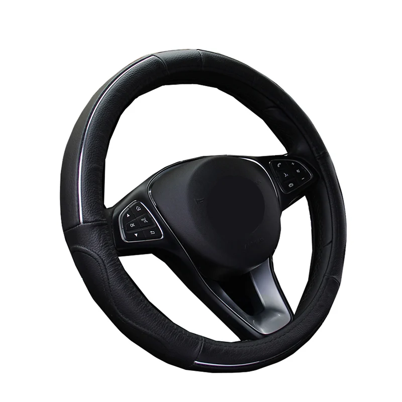 

Car Trunk Bus Lorry Car Auto Steering Wheel Cover Cow Leather For 36 38 40 42 45 47 50 CM Durable Non-slip Braid Car Protector