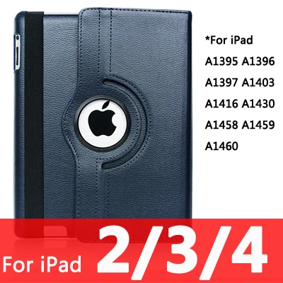 For iPad 234-Dblue 360 Вращающийся чехол для Apple iPad 2/3/4 Air 1/2 A1430 A1458 A1460 iPad2 iPad3 iPad4 Air1 Air2 планшетный чехол для i Pad 9,7 - Цвет: For iPad 234-Dblue