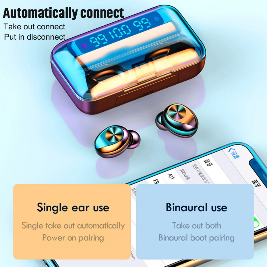 HIFI стерео наушники спортивные водонепроницаемые Bluetooth сенсорное управление