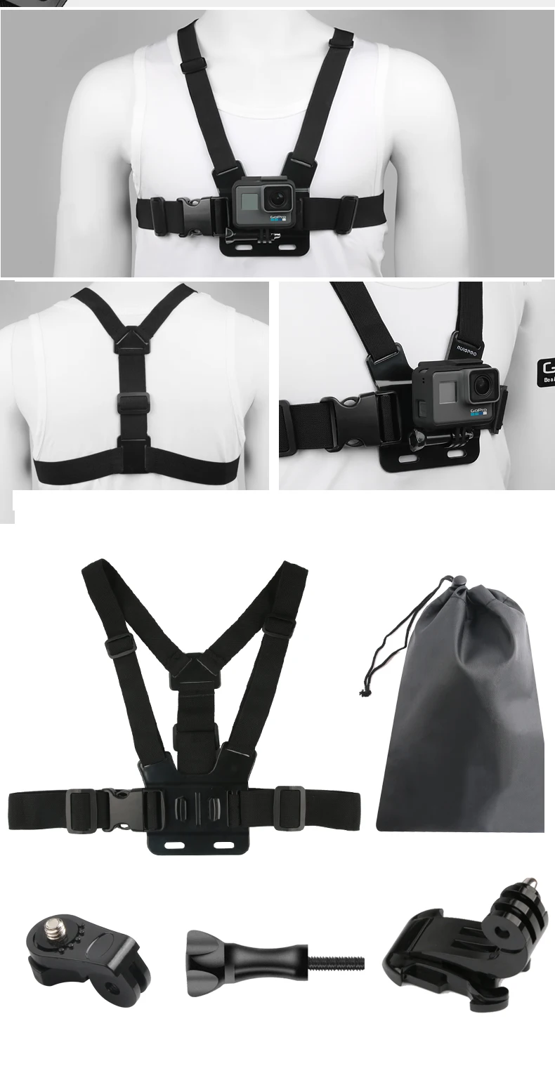Нагрудный ремень для Gopro Hero 8 7 6 5 Xiaomi Yi 4K Экшн-камера нагрудное крепление жгут для Go Pro SJCAM SJ4000 Sport Fix