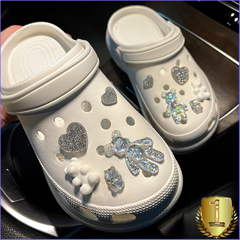 New Shiny Bears CROC Charms Designer DIY Bling Shoes Party Decaration Charm for Croc JIBS Clogs Kids Boys Women Girls Gifts