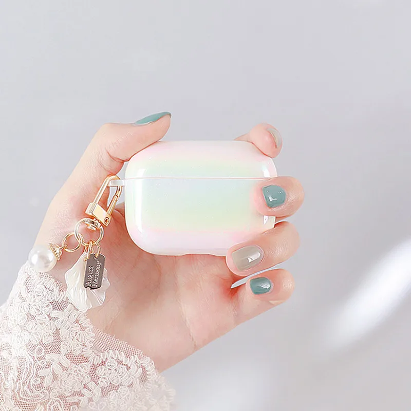 3D конфеты жемчужная раковина брелок радуга Жесткий наушники чехол для apple airpods 1 2