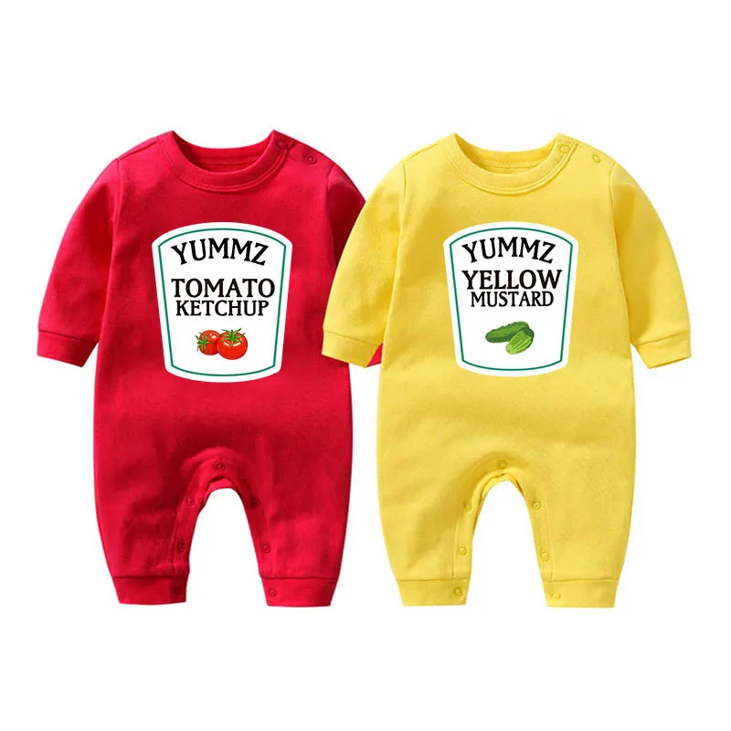 

YSCULBUTOL Yummz Tomato Ketchup Twins Baby Clothes Mustard More Color baby bodysuit