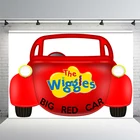 Виниловый фон для студийной фотосъемки с изображением большого Красного автомобиля