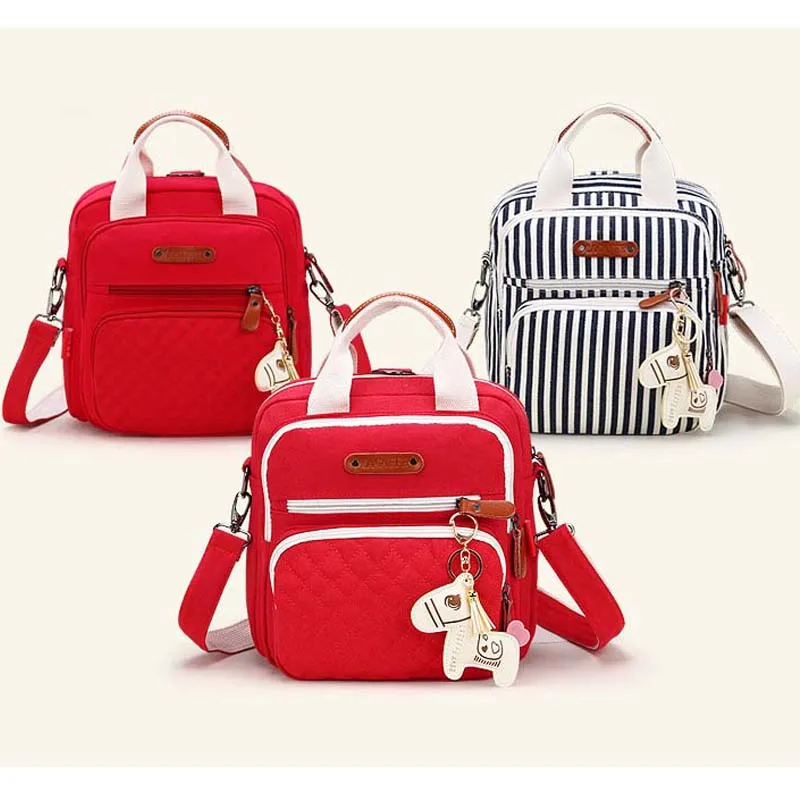 

High Level Canvas Colorful Mommy Diaper Bag Baby Nappy Bags Maternity Mommy Women Backpack/Handbag/Messenger Three-In-One Bag