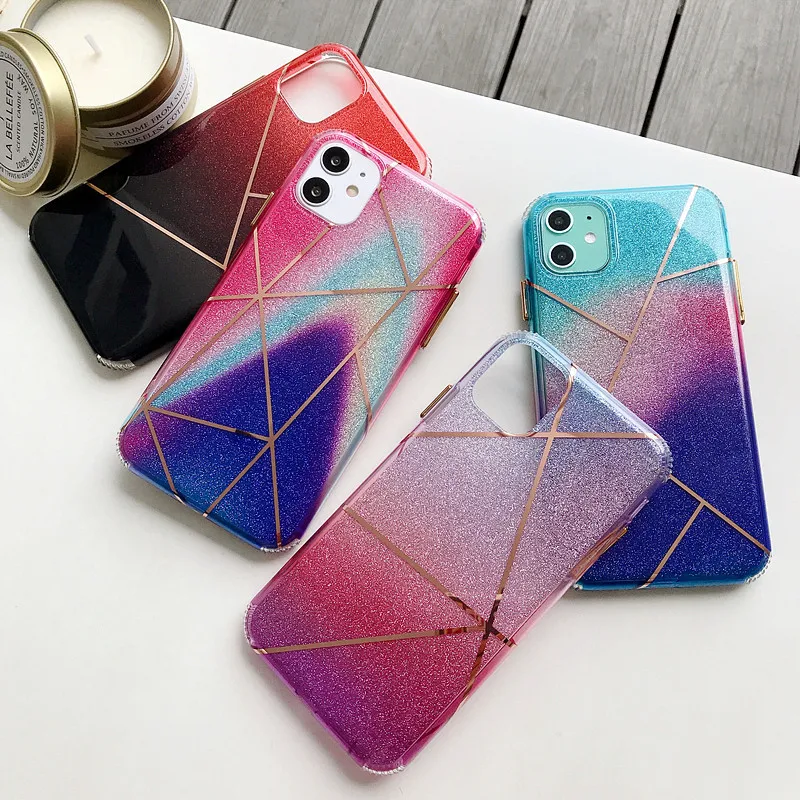 Роскошный градиентный блестящий чехол для телефона iphone 11 pro max 7 8 6 6s plus X Xs XR