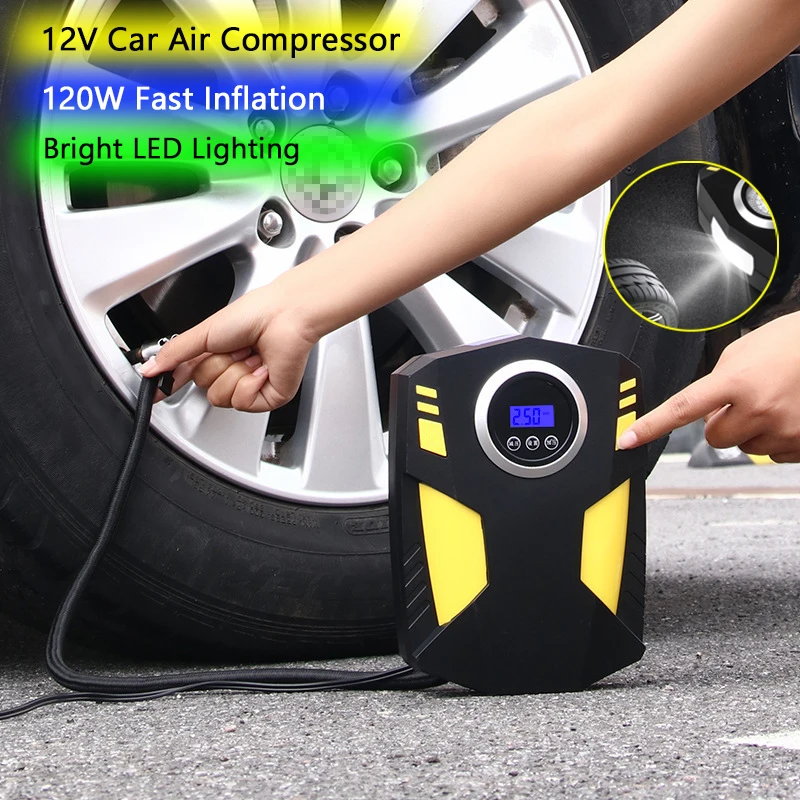 

Car Air Pump 12V 120W 22 Cylinder Portable Car Air Compressor LED Digital Tyre Inflator Hand Held Car Air Pump Tyre Compressor