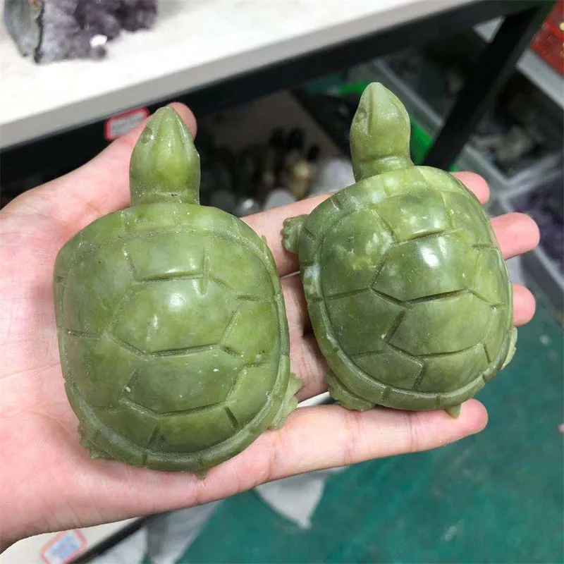 Зеленая Нефритовая черепаха натуральные камни кварцевые кристаллы Helaing Reiki