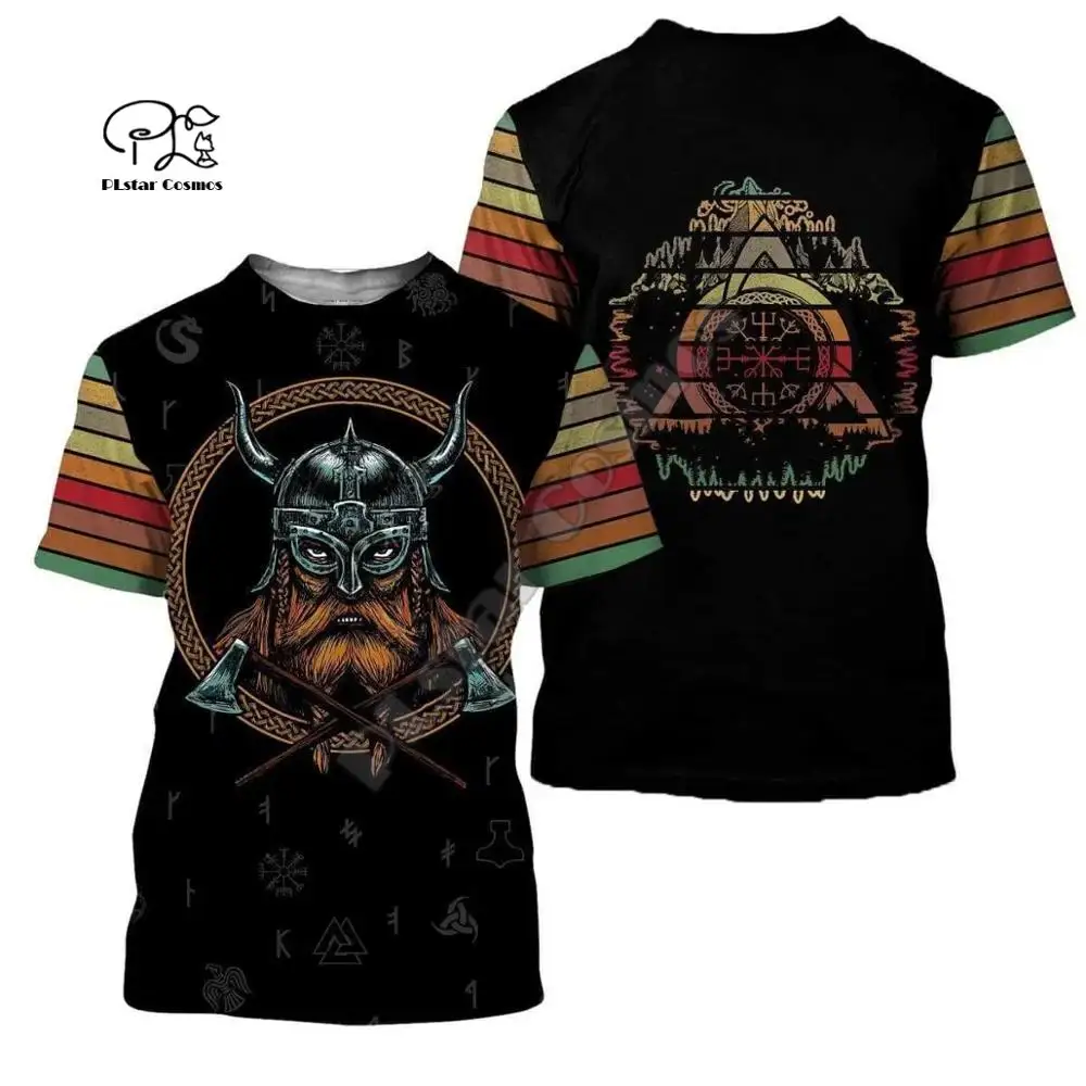

PLstar Cosmos Viking Warriors Vikings Tattoo Symbol Harajuku NewFashion 3DPrint Unisex Summer Short Sleeves T-shirts funny A-1