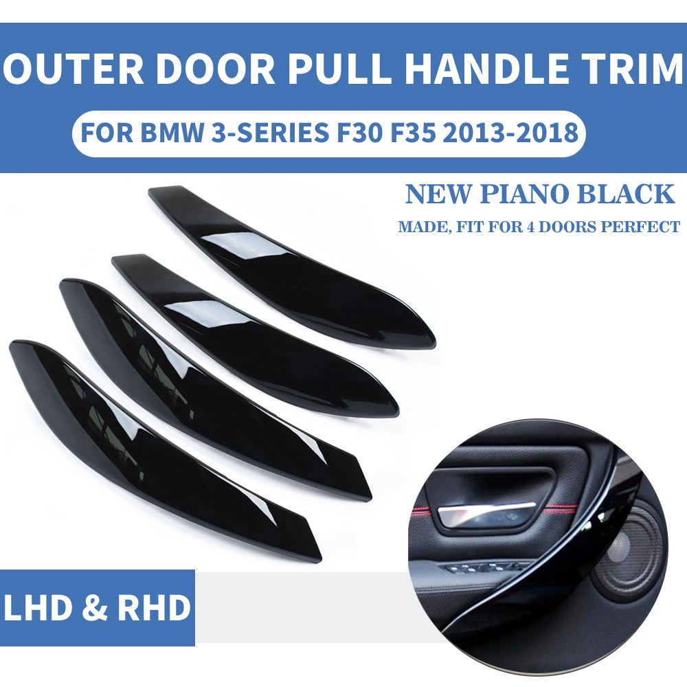 

LHD RHD Piano Black Silver Carbon Fiber Car Interior Inner Door Pull Handle Outer Protect Cover For BMW F30 F80 F31 F32 F33 F35