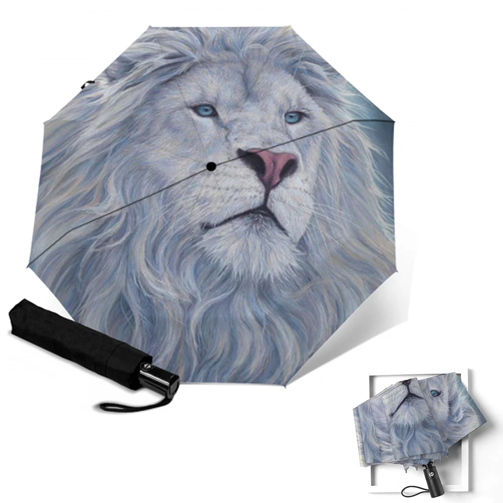 Креативный автоматический зонт с изображением Льва солнечный и дождливый
