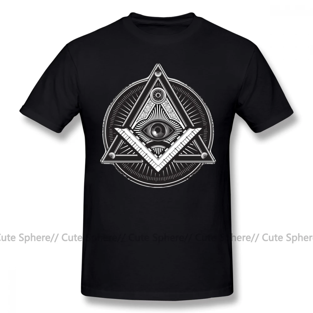 Illuminati футболка Классическая футболка с короткими рукавами графическая 4xl Мужская забавная 100 хлопковая футболка - Цвет: Black