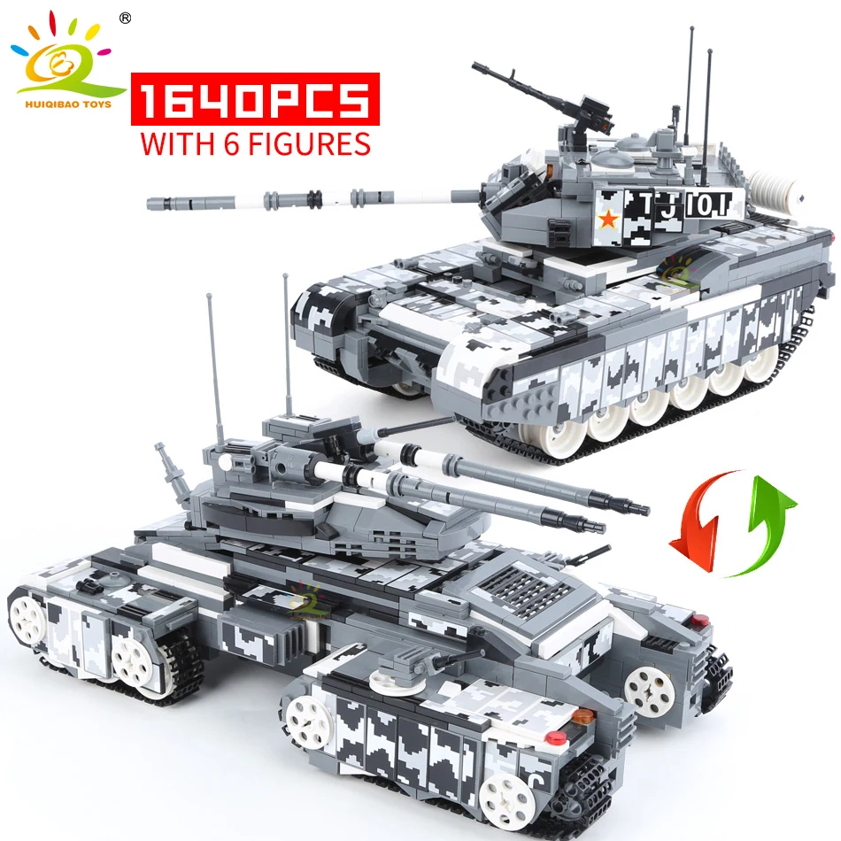 HUIQIBAO 1640 Шт Военный боевой танк 99а бронированные строительные блоки для