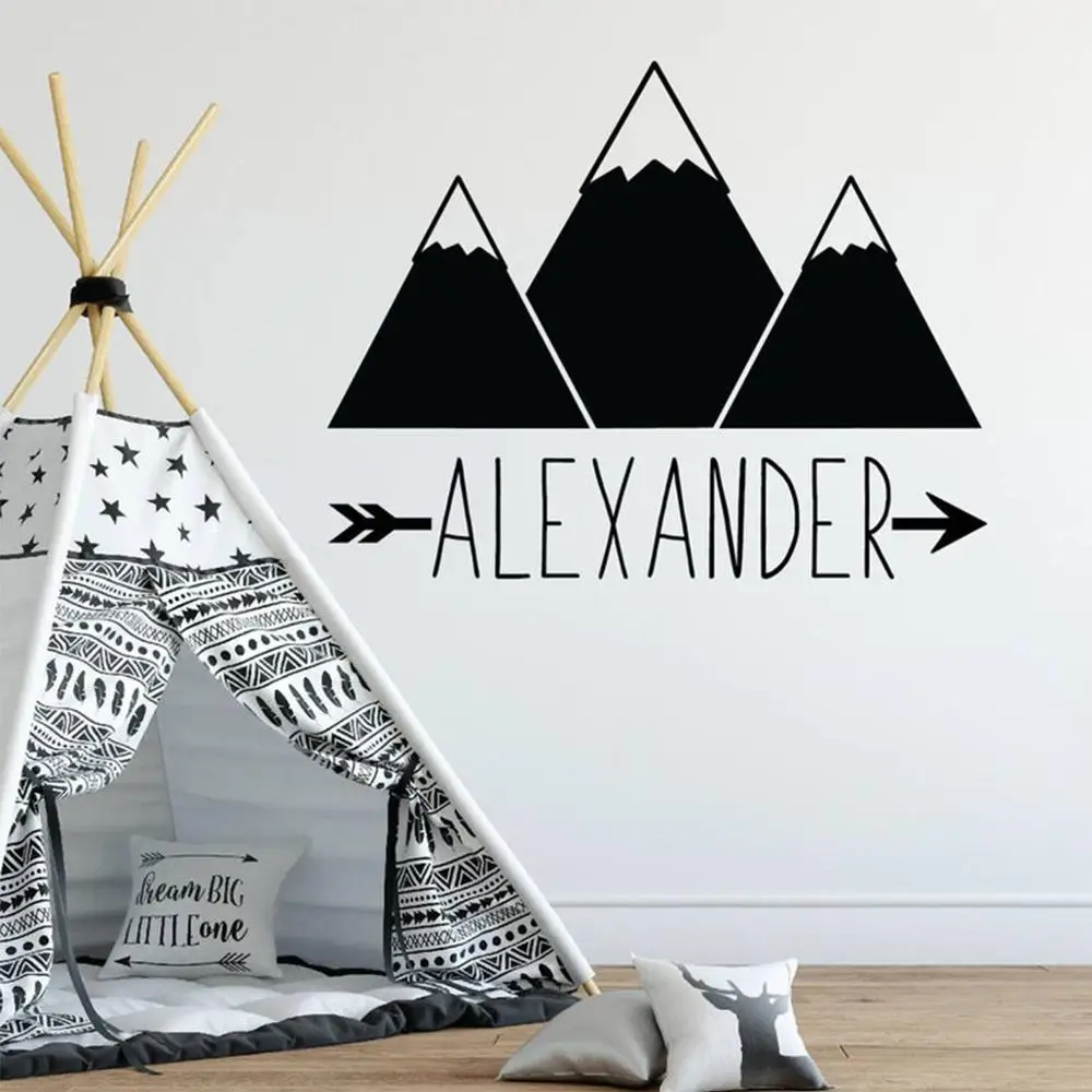 Настенная Наклейка Makeyes с изображением гор Настенный декор именами на заказ