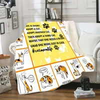 funny cat 3d printed fleece blanket for picnic thick fashionable bedspread sherpa throw blanket drop shipping