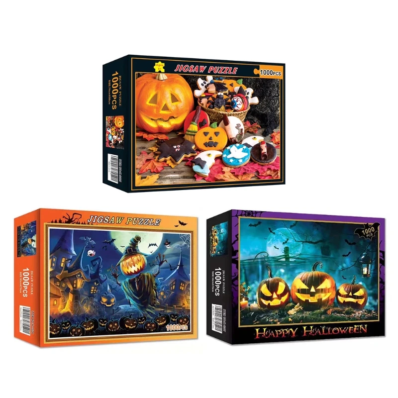 

Table Play Toy Brain Game Portable 1000 Pieces Jigsaw Table Game Halloween Jigsaw Creative Baby Gift