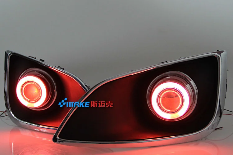 

Free shipping ! New Innovative CCFL Angel Eye Fog Light Bumper Projector Lens led drl daytime running light for Hyundai IX35