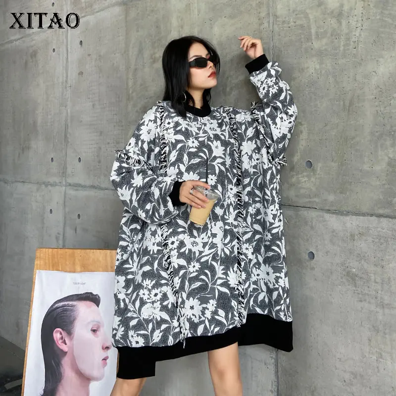 

Женский жаккардовый Свитшот XITAO, повседневный элегантный плиссированный пуловер в стиле богини фаната, ZY1407, 2020